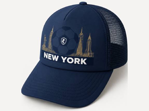 Navy trucker cap with NYC skyline