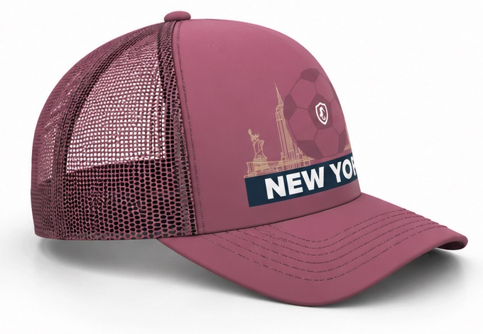 Premium Mauve NYC Skyline & Soccer Heritage Trucker Cap - Image 4